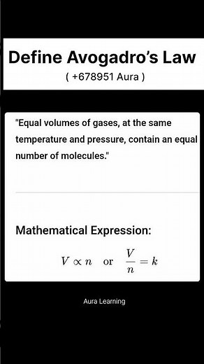 Define Avagadro's Law #science
