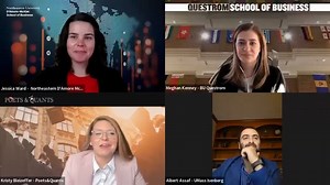 Join Program Directors from Isenberg School of Management (UMass Amherst), Questrom School of Business, Boston University, and D’Amore-McKim School of Business for the ins and outs of their Online MBA offerings. Each school shares why they continually change their programs to keep things current and innovative to market needs. This session shares details around curriculum, asynchronous vs synchronous options, advising, faculty, key differentiators, program flexibility, emerging technology trends