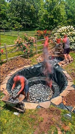 We Turned Our Backyard Into THIS! 🤯🐟 #pond #DIY
