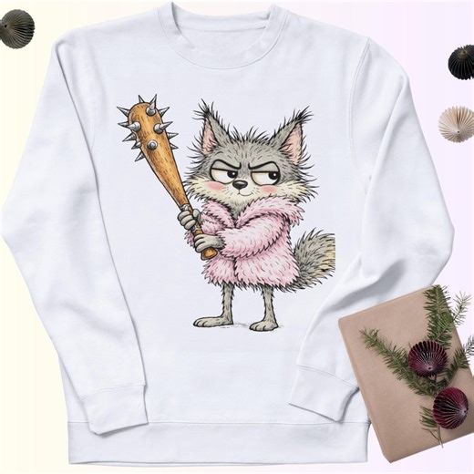 Angry Cat With Bat Sweatshirt, Funny Grumpy Cat Hoodie, Sarcastic Cat Shirt, T-shirt Design, Cat Lover Gift, Funny Animal Sweatshirt - Etsy