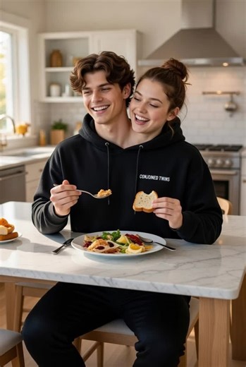 Morning routine hits different when you share one body but two appetites ☀️🍳 Breakfast with Adam & Sarah — same plate, different cravings. #AdamAndSarah #ConjoinedTwins #MorningRoutine #CoupleVibes #DailyLifeMoments
