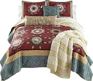 Donna Sharp Queen Bedding Set - 3 Piece - Southern Star Quilt Set with Quilt and Two Pillow Shams - Machine Washable