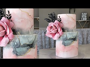 UPDATE! New Trend Edible Marbled Alcohol Ink Painted Cake | Modern Cake Design | Cake Decorating