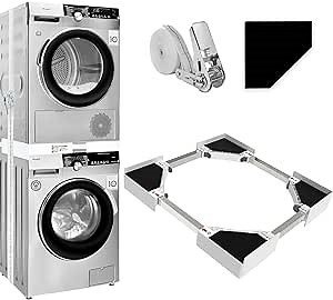 29 inch Washer Dryer Stacking Kit, Universal Stacking Kit for Washer and Dryer, Adjustable 29"/28"/27"/26"/25"/24" Washer and Dryer Stacking Kit with Ratchet Strap