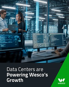 Wesco continues to lead the way in 2025 with strong momentum in the data center space. In Q1, data center sales represented 16% of total company sales—a testament to our compelling value proposition and central position in the supply chain. View our latest investor presentation to learn more about Wesco’s projected growth in the data center space: https://wes.co/45mfIha #InvestorRelations #DataCenters #DataCenterGrowth #WescoDataCenterSolutions | Wesco