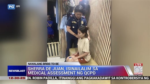 Isinailalim sa agarang medical assessment ng Quezon City Police District (QCPD) medical and dental unit sa nawalang bride-to-be na si Sherra De Juan matapos siyang ligtas na masundo mula Pangasinan kasama ang kanyang pamilya. | Newsblast
