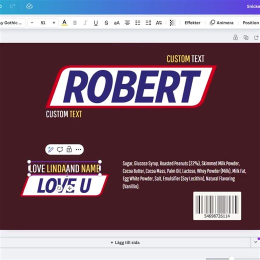 Custom Snickers Bar Wrapper: Printable Birthday Gift (canva Template) - Etsy