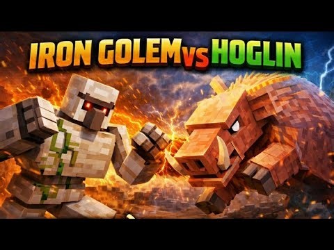 Iron Golem vs Hoglin 🔥epic battle in Minecraft | who will win 😱