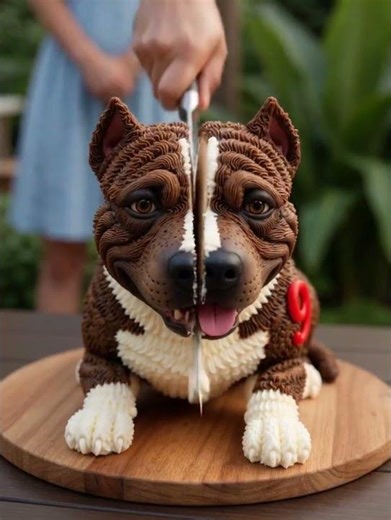 Pitbull Dog Cake Was Real! 😱🐶You won't believe this reaction! 🐶#cakeart #trending #viralvideo #cake