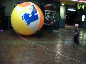 playing with giant beach ball
