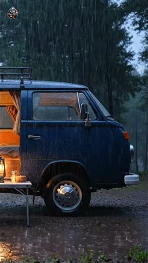 Solo Camper Van in Heavy Rain at Night | Cozy Forest Rain #rain #rainambience