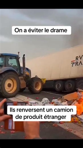 A farmer FLIPS a truck packed with cheap imports, sending a clear message. EU CRUSHES local farmers with rules while FOREIGN imports run wild. The system is WAR on those who feed us. | Global Freedom Movement