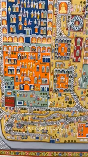 Yash Sharma on Instagram: "Beautiful Palitana Pichwai Painting ( Jain Subject ) They are typically hung behind the idol of Shrinathji, a local form of Krishna and the centre of Pushtimarg worship. Pichwai paintings feature intricate designs and vibrant colours, depicting scenes from the life of Lord Krishna. Divi into divine with our beautiful hand-painted ✋Pichwai paintings of Lord Shrinathji 🎨 PichWai Paintings also known as “Pichvai” is a traditional Indian art having its origins in R