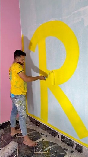 Yellow Colour Fast Code 🏡art #wallpainting #viralvideo #trendingvideo #shortfeed #shorts #painting