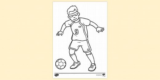 Footballer Football Player Colouring Sheet