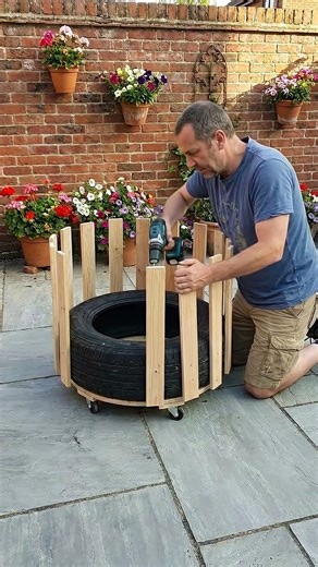 Don't Throw Away Old Tires! Make This Beautiful Rolling Planter Instead 🌸