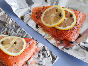 Salmon with Lemon, Capers, and Rosemary