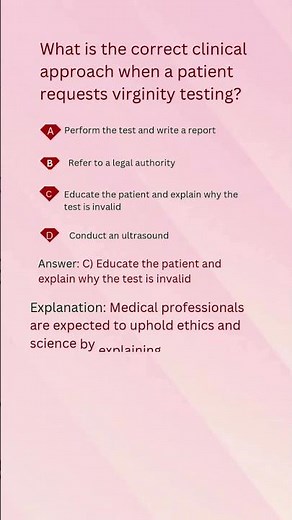 What is the correct clinical approach when a patient requests virginity testing #nursing