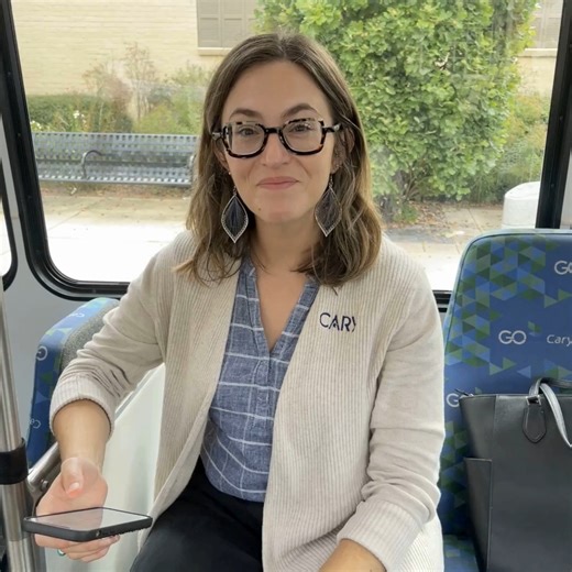 GoCary on Instagram: "We’re celebrating Try Transit Week with a special first-time rider experience! 🌟 Meet Sara K. Caliendo, Cary’s Energy Manager, who recently tried transit for the very first time. Sara traveled from North Raleigh to Cary Town Hall using GoRaleigh and GoCary, and she discovered just how easy, fun, and convenient public transit can be. Watch the video to hear about her journey and what she learned along the way—then consider giving transit a try yourself! 🚍✨ #TryTransitWeek 
