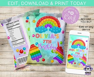 Pop It Chip Bag | Fidget Treat Bag | Snack Bag | Favor