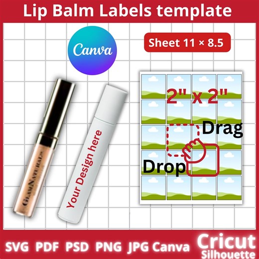 Lip Balm Labels,lip Balm Template for Canva,lip Balm Label Template Cricut,lip Balm Template Download Cheer - Etsy