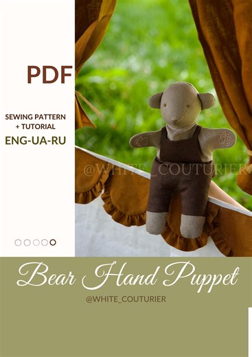 Bear Hand Puppet Sewing Pattern PDF | Stuffed Animal | Step-by-step Tutorial | Halloween DIY Toy | Instant Digital Download - Etsy