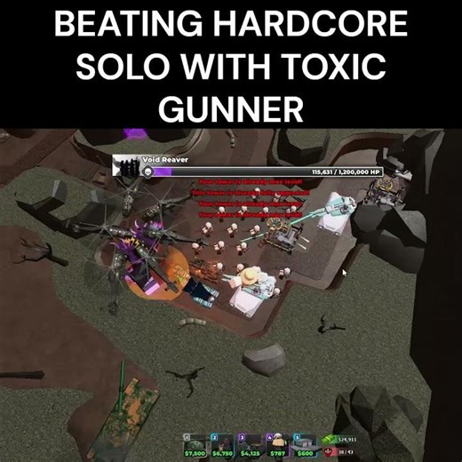 BEATING HARDCORE SOLO TOXIC GUNNER | Roblox Tower Defense Simulator