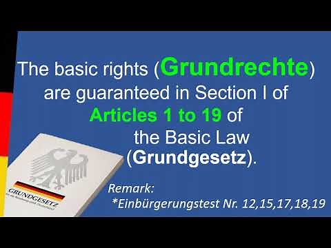 Die Grundrechte: Artikel 1 bis 19 Grundgesetz: Einbürgerungstest Nr. 12,15,17,18,19