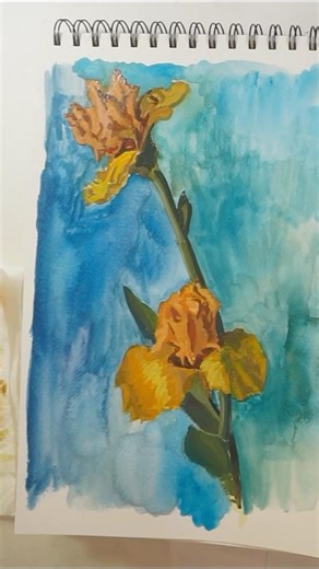 Painting an Iris in Gouache #gouache #iris #painting #sketchbook