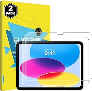 MoKo 2 Pack Screen Protector for iPad 10th Generation 10.9 Inch 2022, Tempered Glass Film Guard, Case Friendly, Clear