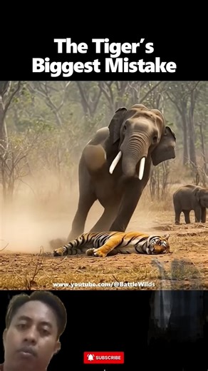 he Tiger's Biggest Mistake Ever !! Attacks Baby Elephant and Gets Crushed #tiger #elephant #animals