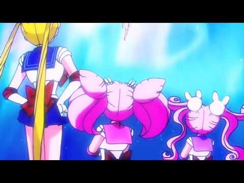 Chibi Moon and her mom and sister watch Pegasus descend