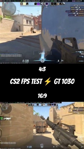 CS2 GT 1030 + i5 3470: 4:3 vs 16:9 FPS Test! ⚡ #shorts #cs2 #budgetgaming #lowendpc #cs #gt1030
