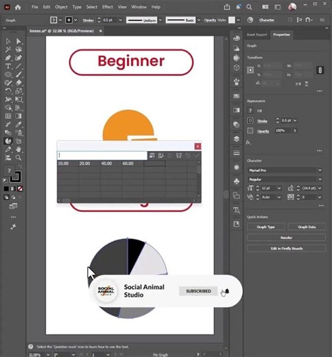 Adobe Illustrator Pie Chart Tutorial for Beginners #illustrator #design