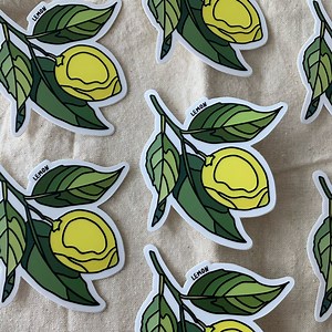Waterproof Lemon Sticker - Durable Vinyl Plant Decal for Laptops, Water Bottles, and More - Etsy