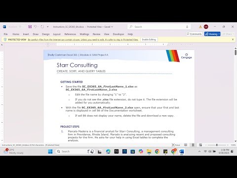 Shelly Cashman Excel 365 | Module 6 SAM Project A | Starr Consulting
