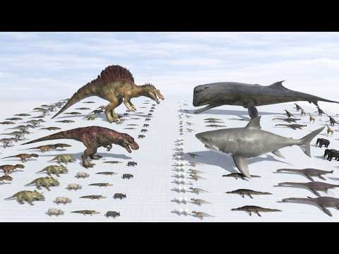 Spinosaurus & Tyrannosaurus vs Megalodon & Livyatan – Impossible Battlefield | Dinosaurs Cinematic
