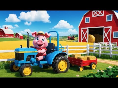 Polly the Pig Drives a Tractor – A Fun Farm Adventure in 3D Animation for Kids