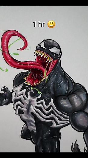 How to Draw Venom in 10sec, 10mins, 10hrs #anime #drawing #venom | venom
