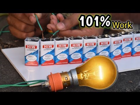 9 volt battery and led light experiment. Badal experiment