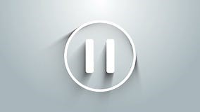 White Pause Button Icon Isolated on Grey Background. 4K Video Motion Graphic Animation Stock Footage - Video of play, graphic: 206007978