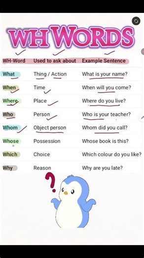 Wh words, question words #english #englishtips #grammar #englishgrammar #englishlearning #shorts