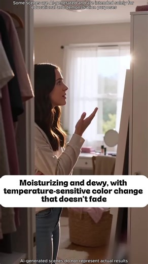 Moisturizing and dewy, with temperature-sensitive color change that doesn't fade