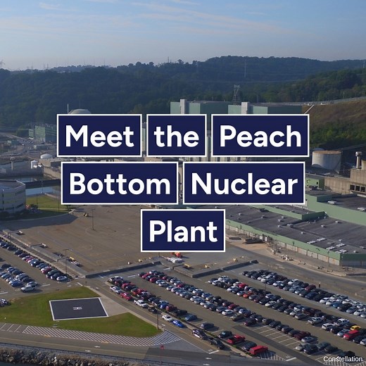 Meet Peach Bottom 👋 🍑 This Pennsylvania nuclear power plant is located about 50 miles outside of Harrisburg and generates 2,770 megawatts of electricity — enough to power more than 2 million homes. #nuclear #electricity | U.S. Department of Energy Office of Nuclear Energy