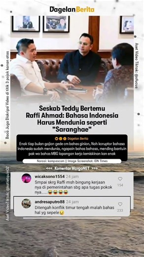 Seskab Teddy Bertemu Raffi Ahmad: Bahasa Indonesia Harus Mendunia seperti "Saranghae #beritaviral