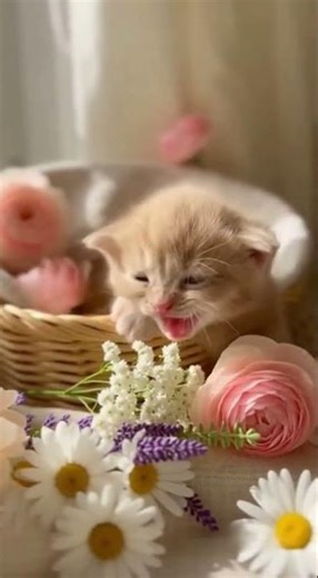 Kitten in a Flower Basket!!
