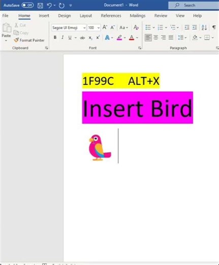 Insert bird on word page: #viralvideo #mswordshortcuts #facebook #shortvideo