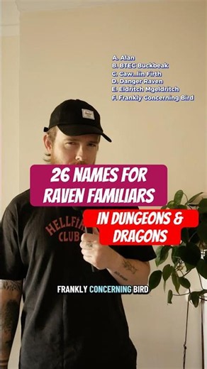 26 names for raven familiars in D&D | #dnd5e #dungeonsanddragons #dnd #dndmemes #dndinspiration