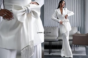 Chic White Wedding Suit for Women | Elegant Bridal Pantsuit | Modern Two-piece Outfit for Bride | Civil Ceremony Outfit | Wedding Guest Suit - Etsy