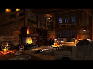 Go to Sleep in this Cozy Cabin Ambience with Fireplace and Heavy Rain Sounds